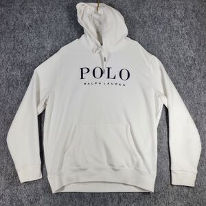Polo Ralph Lauren Men's Hoodie Pullover Sweatshirt in White Big Logo Size XL